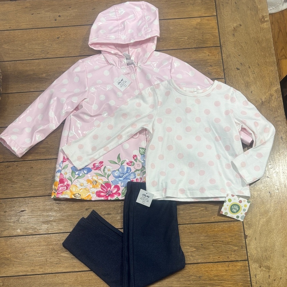 Little Me Pink and White Kids Matching Set